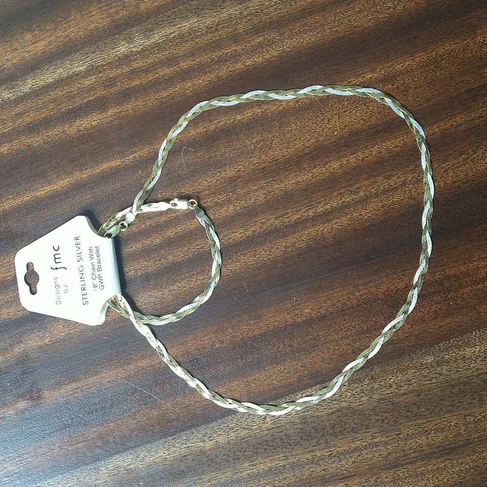 Designs by FMC Sterling Silver 18" Braided Chain with GWP Bracelet